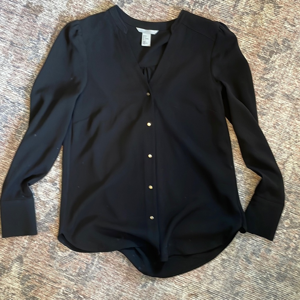H&M black button down blouse size 6